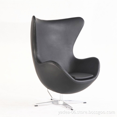 Arne Jacobsen full genuine leather Egg chair black aniline leather reproduction